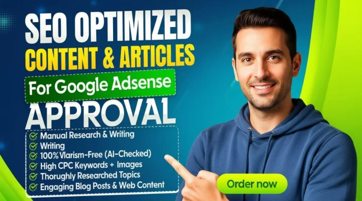 write 30 SEO friendly articles for quick google adsense approval