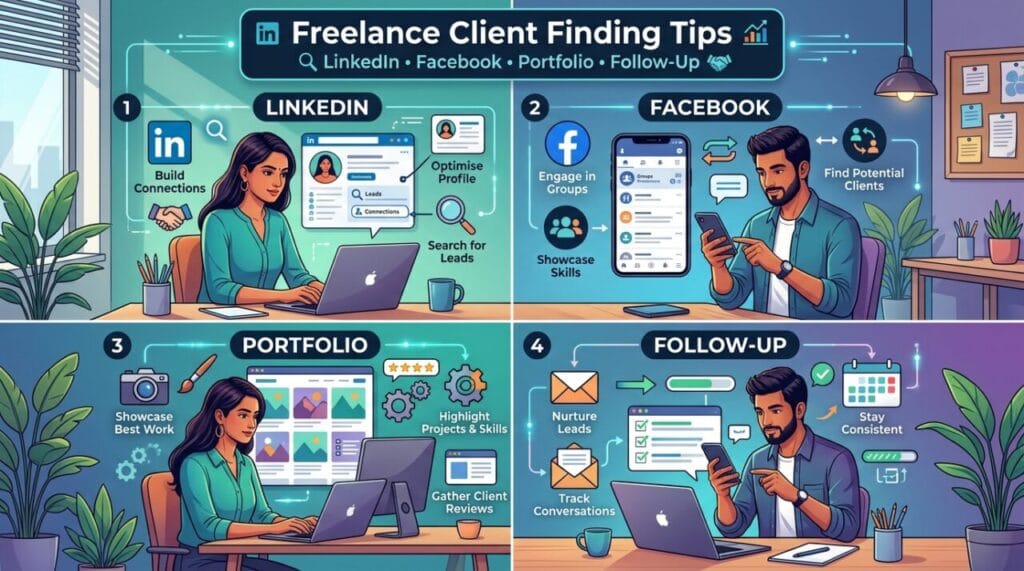 New Freelancer Ko Client Kaise Mile: Good Pehla Order 2026 1 Freelance Client Finding Tips