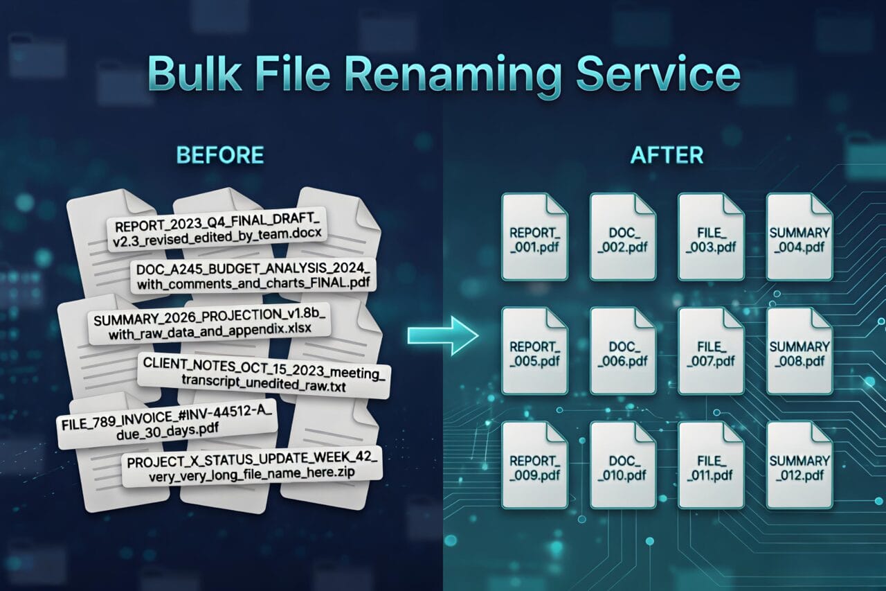 I will bulk rename and clean thousands of messy PDF and document files quickly