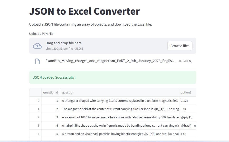 JSON TO EXCEL/CSV