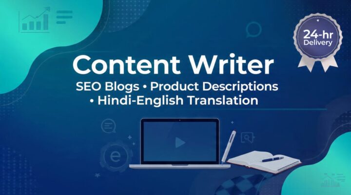 Content Writer| SEO Blogs, Product Descriptions & Hindi-English Translation | 24-hr Delivery