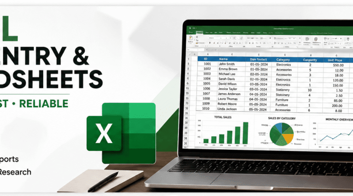 I will be your assistant for excel data entry and formatting