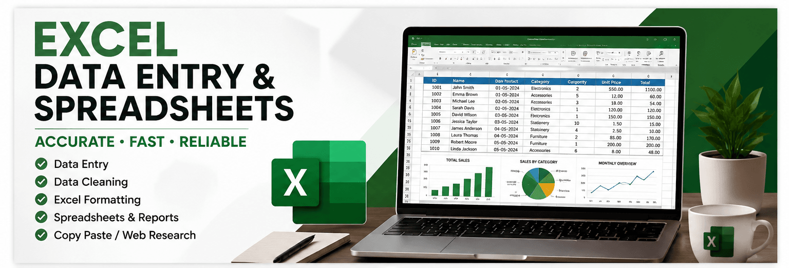 I will be your assistant for excel data entry and formatting