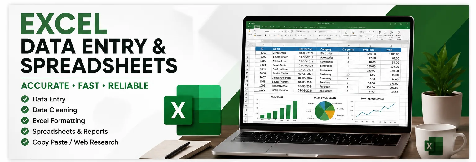 I will be your assistant for excel data entry and formatting