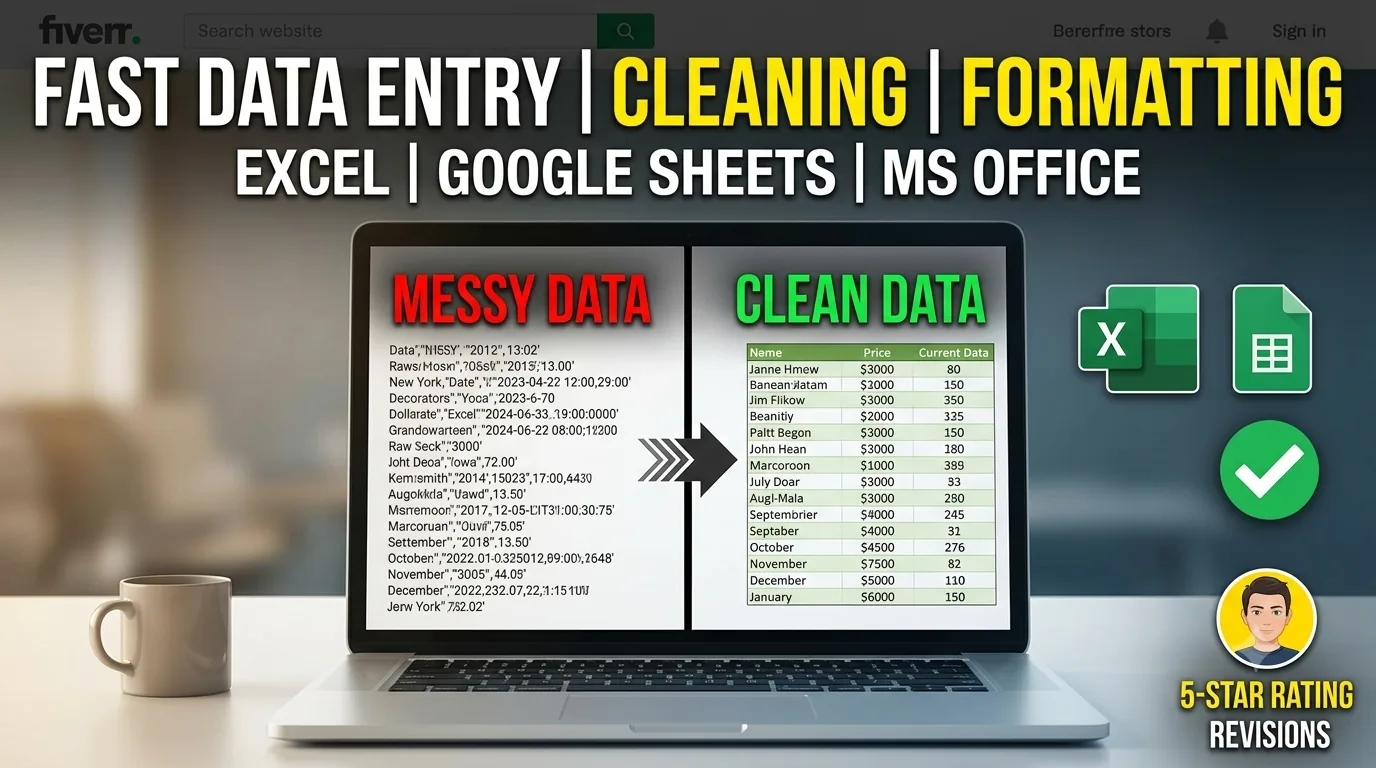 I will do professional Excel data entry, copy-paste work, and web research