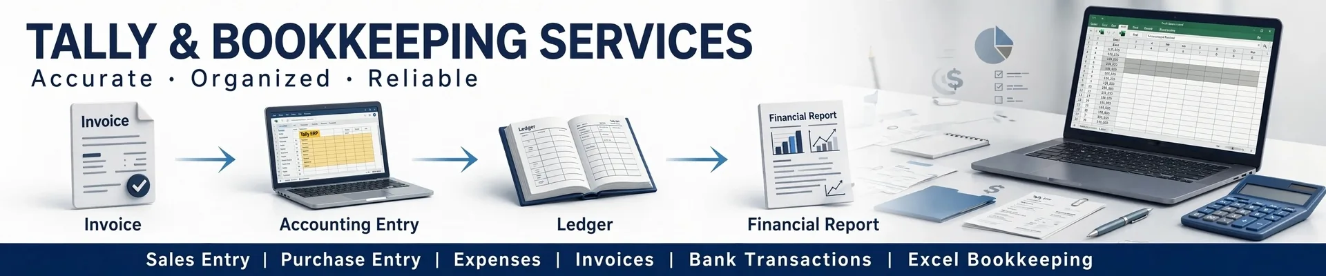 I will do Tally data entry, bookkeeping and accounting data management.