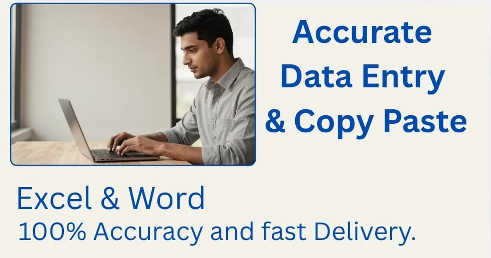 I will do accurate data entry, copy-paste, proofreading, translation, and Excel work.